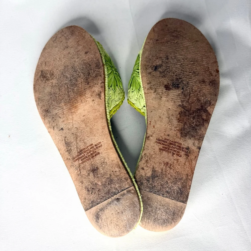Jeffrey Campbell Lime Green Dane Woven Slides Size 9 - Picture 7 of 8